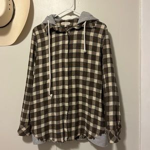Hooded flannel zip jacket